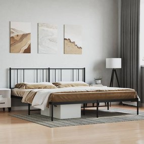 352484 vidaXL Cadru de pat metalic cu tăblie, negru, 180x200 cm