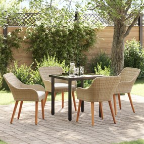 vidaXL Set de dining pentru grădină cu 5 piese Bej din Ratan Poliester