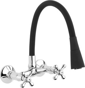 Baterie bucatarie cu pipa flexibila Invena Roma negru - crom