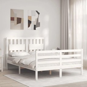 3194307 vidaXL Cadru de pat cu tăblie, alb, 120x200 cm, lemn masiv