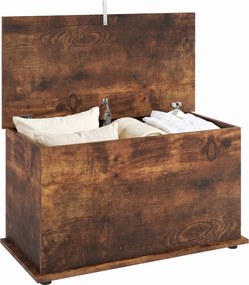HOMCOM Ladă de Depozitare, Bancă pentru Pantofi cu Capac de Siguranță, pentru Capătul Patului, Maro Rustic | Aosom Romania