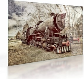 Tablou pe sticlă cu locomotivă istorică (70x50 cm)