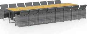 vidaXL Set mobilier de grădină cu perne, 17 piese, gri, poliratan