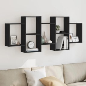 vidaXL Raft de perete, negru, 159x18x65 cm, lemn prelucrat