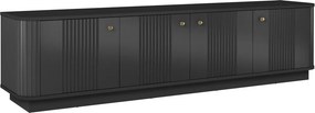 Comodă TV Vesper 4D 187 cm - negru / mânere aurii