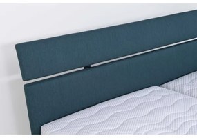 Pat tapițat ALIS 180x200 cm cu saltea și spațiu de depozitare, petrol