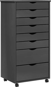 vidaXL Dulap rulant cu sertare MOSS, gri, lemn masiv de pin