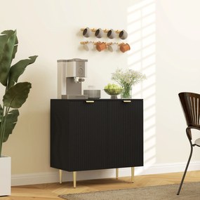 HOMCOM Bufet modern cu 2 uși și raft reglabil, mobilier tip bufet pentru bucătărie și living, cu picioare metalice, negru | Aosom Romania