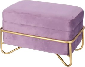 Set elegant Luna de taburete cu spatiu de depozitare, catifea si baza metalica aurie  2 piese