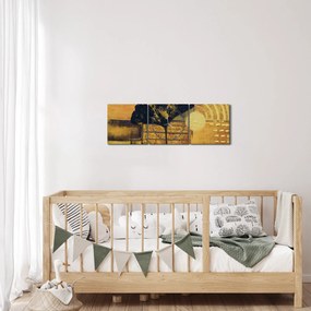 Tablou - Frunza ginkgo (cu ceas) (90x30 cm)