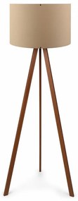 Lampa de Podea cu 3 Picioare din Lemn, Soclu E27, Max. 60W, Culoare Bej / Maro