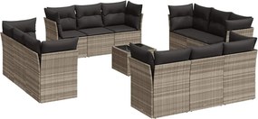 vidaXL Set canapele de grădină cu perne, 13piese gri deschis poliratan