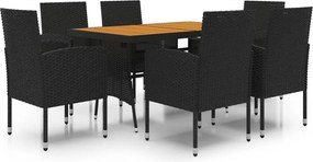 vidaXL Set mobilier de exterior, 7 piese, negru, poliratan