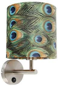 Lampă de perete Botonic din oțel cu nuanță de velur păun - Combi