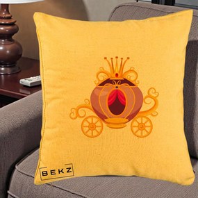 Perna Decorativa Trasura Regala Aurie, 40x40 cm, Galben, Husa Detasabila, Perna Inclusa, BEKZ®