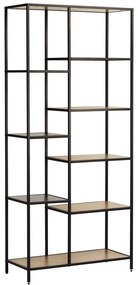 Bibliotecă neagră/în culoare naturală cu aspect de lemn de stejar 80x180x35 cm Altino – Unique Furniture