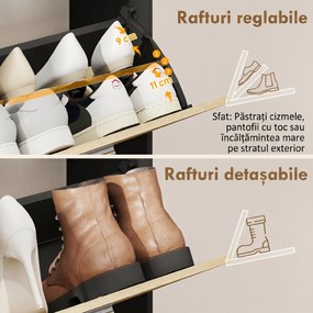 HOMCOM dulap slim pantofi, dulap economisire spațiu, pantofar slim, dulap rabatabil pantofi, pantofar economisire spațiu | Aosom Romania