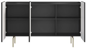 Comodă Malmi 150 cm - negru mat / picioare aurii