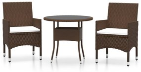 3058481 vidaXL Set mobilier de grădină, 3 piese, maro, poliratan