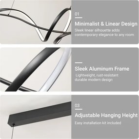 Brilagi - Lustru LED dimabil suspendat pe cablu SIGNATURE LED/55W/230V 120x23 cm negru + telecomandă
