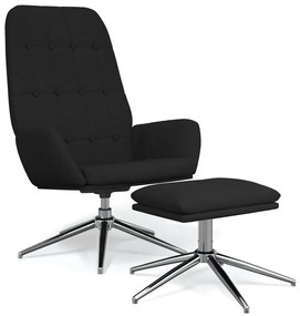 3097696 vidaXL Scaun de relaxare cu taburet, negru, microfibră