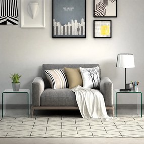 HOMCOM Măsuță de Cafea Modernă cu Picioare Antiderapante, Măsuță din Sticlă Securizată, 50x40x45 cm, Transparentă, Design Elegant | Aosom Romania