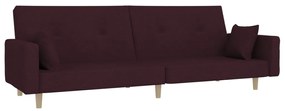 337331 vidaXL Canapea extensibilă cu 2 locuri, 2 perne, violet, textil
