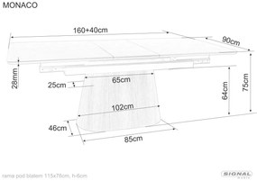 Masa extensibila Monaco travertin bej/stejar L160-200xl90 cm