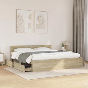 vidaXL Cadru de pat cu tăblie stejar sonoma 180x200 cm lemn prelucrat