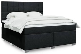 vidaXL Pat box spring cu saltea, negru, 180x200 cm, catifea