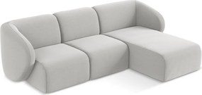 Colțar gri deschis cu tapițerie din catifea (cu colț pe partea dreaptă/cu șezlong) Lani – Makamii