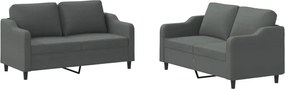 vidaXL Set de canapele cu perne, 2 piese, gri închis, textil