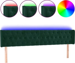 vidaXL Tăblie de pat cu LED, verde închis, 183x16x78/88 cm, catifea