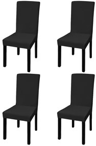 vidaXL Huse de scaun elastice drepte, 4 buc., negru