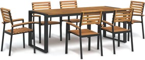 vidaXL Set mobilier de grădină, 7 piese, lemn masiv de acacia și metal