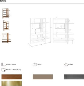 Raft dreapta modern din lemn furniruit Walnut
