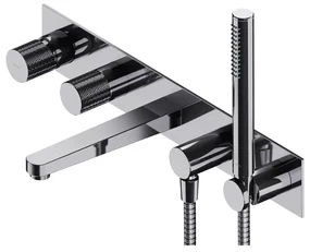 Baterie cada - dus incastrata Omnires Contour 5 orificii cu corp ingropat si set de dus