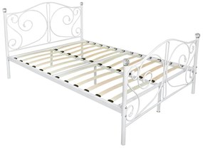 Pat matrimonial metalic cu cristale 160 cm Drystan (Alb) (140x200). 1060495