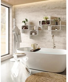 Raft alb etajat din lemn de arbore de cauciuc 62 cm Montage – Umbra