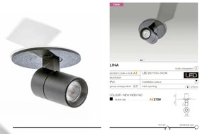 Spot LED incastrabil, directionabil pentru tavan/plafon LINA negru