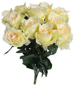 Buchet de trandafiri crem cu verde. 12 buc , h. 65 cm