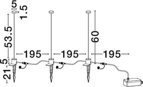 Set de 3 corpuri iluminat exterior decorativ cu tarus KASP H-60cm