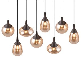 Lustră neagră/portocalie cu abajur din sticlă Lumina – Trio