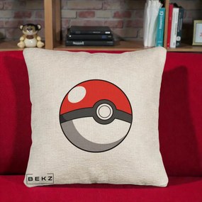 Perna Personalizata Pokeball Rosie, 40x40 cm, Bej Canapea, Husa Detasabila, Perna Inclusa, BEKZ®