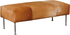 Banchetă hol maro din piele naturală de vacă și metal, 43 x 104 x 46 cm, „Mosset”