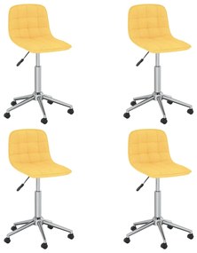 3086851 vidaXL Scaune de sufragerie pivotante, 4 buc., galben, material textil