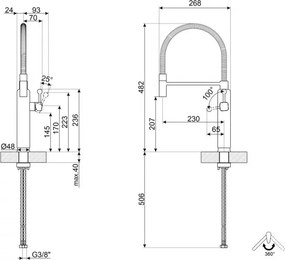 Baterie semiprofesională Smeg MDF50SS, 5 bar, braț mobil, gura de scurgere rotativă la 360°, oțel inoxidabil