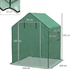 Outsunny Husa de Rezerva PE pentru Sera Calda 140x143x190cm cu Usa Rulabila Ferestre Plasa Verde | Aosom Romania