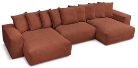 Colțar cărămiziu cu tapițerie din catifea reiată Voltaire – Bobochic Paris