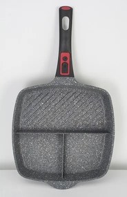 Tigaie grill 3in1 Zilan ZLN3352, 28 cm, Material aluminiu, Interior granit, Maner soft touch detasabil, Compatibil inductie